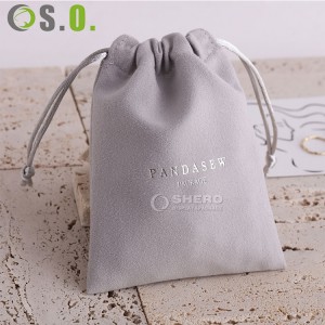 Bolsa de embalaje de regalo de joyería, bolsa de embalaje con cordón de algodón blanco de alta calidad con logotipo personalizado
