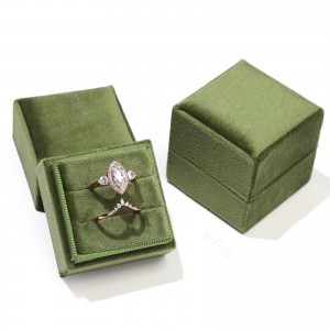 El anillo de encargo vendedor caliente de la caja del anillo del medio ambiente de la caja de embalaje de la joyería del diamante encajona el packag del cuadrado del terciopelo de la joyería