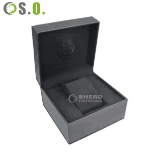 Изготовленная на заказ кожаная коробка для часов из черной кожи с логотипом печати на заказ для часов