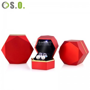 High-end Custom LED light Jewelry boxes Special Diamond Box with Metallic Soft Touch