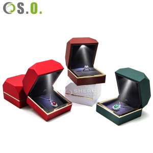 Luxury custom led light jewelry box black ring necklace bracelet packaging box with logo