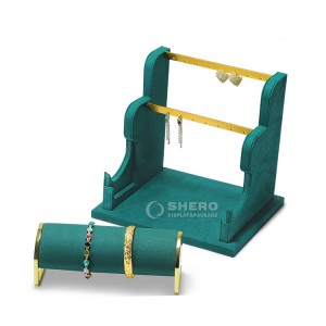 Shero Antique Jewelry Display Watch Bangle Jewelry Packaging Display Stand Set Metal Display Prop Rack Microfiber