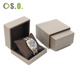 Set Kotak Jam Tangan Gelang Perhiasan Kualitas Tinggi Kertas Kulit Buatan Di Luar Kotak Dalam Serat Mikro untuk Jam Tangan