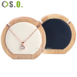قلادة رمادية رخيصة من الخشب الصلب لعرض المجوهرات وحامل خشبي