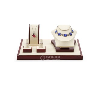 Set di espositori per gioielli in pelle PU di lusso personalizzazione di orecchini ad anello con vassoio per braccialetto all'ingrosso