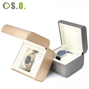 Luxuriöse Uhrenbox im Großhandel, hochwertige PU-Leder-Uhrenverpackungsbox, Schmuckaufbewahrungsbox Clamshel