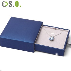 Bolsa de regalo de joyería de cartón con logotipo personalizado, caja de dibujo para collar, cajón deslizante, caja de papel con espuma negra para embalaje de joyería