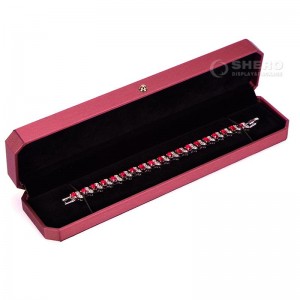 Luxury European Red Jewelry Box High Quality Pu Leather Packaging Pendant Bracelet Custom Jewelry Gift Box