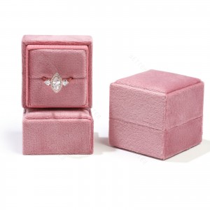 Kotak kemasan perhiasan berlian terlaris kotak cincin ramah lingkungan kotak cincin kustom paket perhiasan beludru persegi