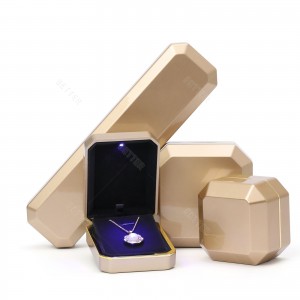 Anel branco lâmpada de luxo com luzes embalagem atacado cinza pulseira brinco jóias luz led caixa de jóias