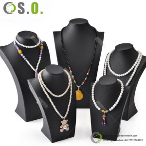 Kundenspezifische Schmuck-Halsketten-Ausstellungsstände Weißes PU-Leder-Schmuck-Ausstellungsstand-Reihe für Anhänger-Halsketten-Büste