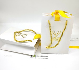 Customized jewellery paper bag with ribbon box pouch