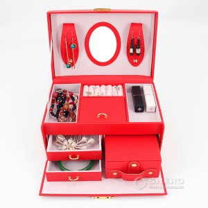 Custom Leatherret Jewelry Storage Case Portable Travel PU Leather Jewelry Display Box with Lock