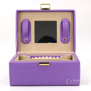 Kotak Perhiasan Kulit PU Kotak Rias Lingkungan Desain Baru Dengan Kunci Cermin