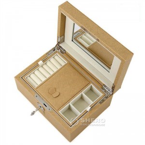 Luxuriöse Schmuckverpackungsboxen aus PU-Leder, individuelle Verpackungsboxen für Schmuck, hochwertige Schmuck-Organizer-Hülle mit Spiegel