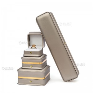 Kotak Kemasan Perhiasan Hijau Kulit PU Kualitas Tinggi Kustom Kotak Hadiah Perhiasan Mewah untuk Cincin Kalung Gelang