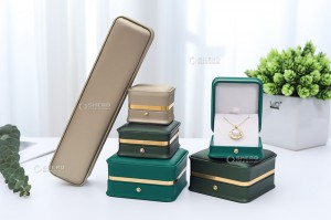 wholesale price double ring necklace jewelry packaging box full set pu leather Pendant bracelet custom jewelry boxes with logo