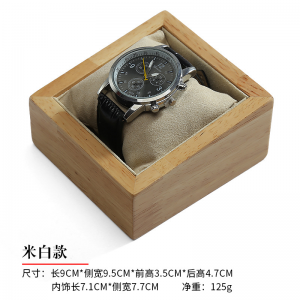 Espositore per braccialetti per orologi in legno con base in legno di pino e cuscino in pelle per gioielleria