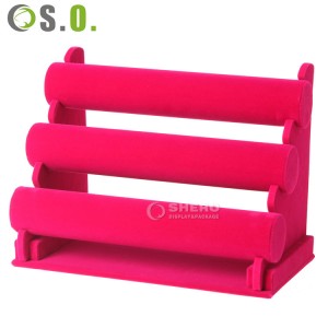 High Quality 3 Tier T Bar Factory Wholesale Bracelet Display Stand Top Quality Velvet Bangle Bracelet Necklace Jewelry Display