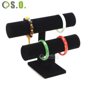 T-Bar Multiple Color Velvet Leather Jewelry Bangle Bracelet Watch Chain Display Stand Holder Rack