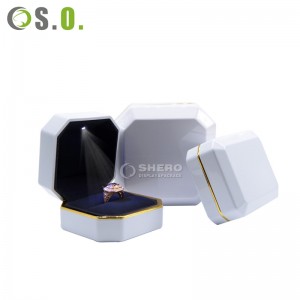 Atacado de luxo pingente colar anel brinco pulseira LED embalagem de jóias caixa de presente com logotipo
