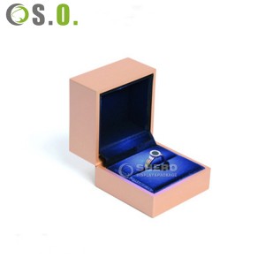 Custom Logo Black Engagement Ring Pendant Earring Box With Led Light