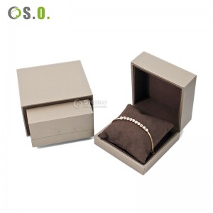 Set Kotak Jam Tangan Gelang Perhiasan Kualitas Tinggi Kertas Kulit Buatan Di Luar Kotak Dalam Serat Mikro untuk Jam Tangan