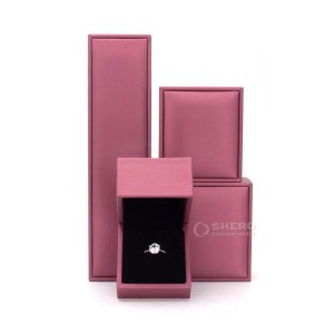 Caja de embalaje de joyería de cuero cepillado de lujo con logotipo, anillo, collar, joyería