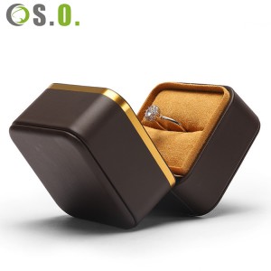 Kotak perhiasan kulit pu tepi emas kreatif cincin perkahwinan loket gelang kalung gelang pembungkusan kotak penyimpanan kotak hadiah