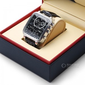 Caixa de embalagem de armazenamento de presente de relógio de couro pu de alta qualidade personalizada de luxo