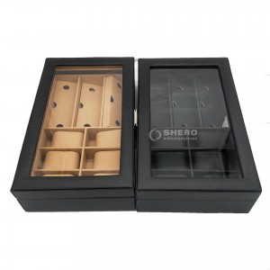 Custom Logo Wooden Jewelry Display PU Leather Boxes Case Magnetic Creative watch storage Wood Watch Box