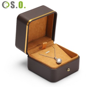 Creativo bordo dorato portagioie in pelle pu anello nuziale ciondolo braccialetto collana braccialetto confezione scatola regalo scatola di immagazzinaggio