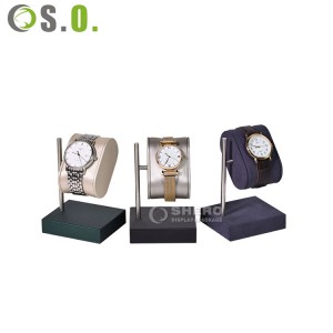 China Custom New Arrival Luxus-Marmor-Uhrenständer aus schwarzem Leder, Uhrenarmbandhalter, Schmuckständer
