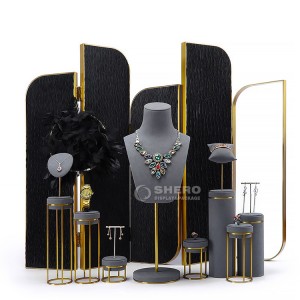 Espositore per anelli per orecchini in microfibra per gioielli Set completo per espositori per gioielli Espositore per vetrine Set di ornamenti
