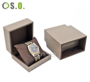 Caja de reloj de pulsera de joyería de alta calidad, conjunto de cajas interiores de microfibra exteriores de papel de polipiel para reloj