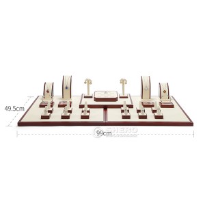 Wholesale Bangle Tray Ring Earrings Customization Luxury Pu Leather Jewelry Displays Stand Sets