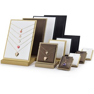 Square base metal frame microfiber jewelry card display rack pendant necklace display stand jewelry display stand