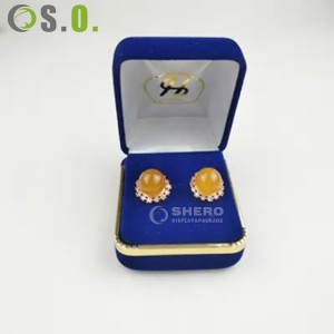 Kilang Borong Logo tersuai Kotak hadiah Rim emas Kotak barang kemas baldu set Kotak Kalung Loket Cincin Perkahwinan