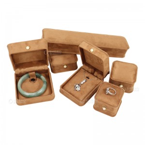 Wholesale Navy Suede Jewelry Packaging Wedding Ring Boxes Jewelry Boxes