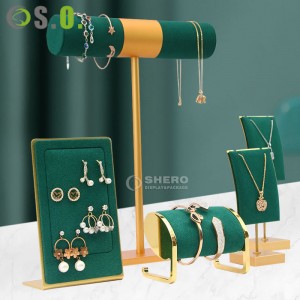 Gold Wood Base 1 Bar Suede PU Leather Jewelry Bracelet Bangle Watch Chain Display Holder Rack