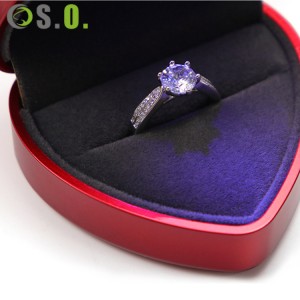 Boîte à bijoux Led en forme de cœur, anneau, boucle d'oreille, pendentif, vente en gros, boîte-cadeau avec lumière