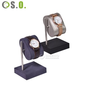 China personalizado recém-chegado relógio de mármore de luxo display de couro preto suporte de pulseira de relógio suporte de exibição de joias