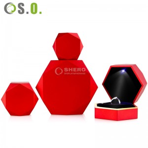 High-end Custom LED light Jewelry boxes Special Diamond Box with Metallic Soft Touch