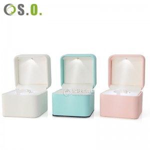 Custom gemstone ring ornaments storage led Magnifying glass insert jewelry display box packaging with boxes