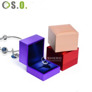 Custom Logo Black Engagement Ring Pendant Earring Box With Led Light