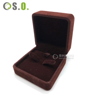 Custom logo black velvet single organizer ring storage display box jewelry case ring boxes jewellery packaging