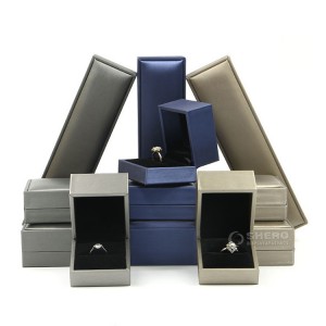 Luxus-Schmuckverpackung aus gebürstetem Leder, individuelle Logo-Ring-Halsketten-Schmuckverpackungsbox