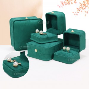 Wholesale Navy Suede Jewelry Packaging Wedding Ring Boxes Jewelry Boxes