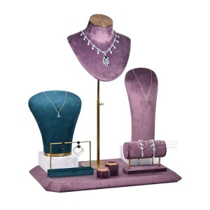 Top Jual Perhiasan Mewah Stand Perhiasan Showcase Display Set Kalung Perhiasan Set Tampilan Jendela